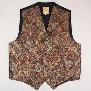 Wahmaker True West Vest Mens Size L Paisley Western Rayon Polyester USA